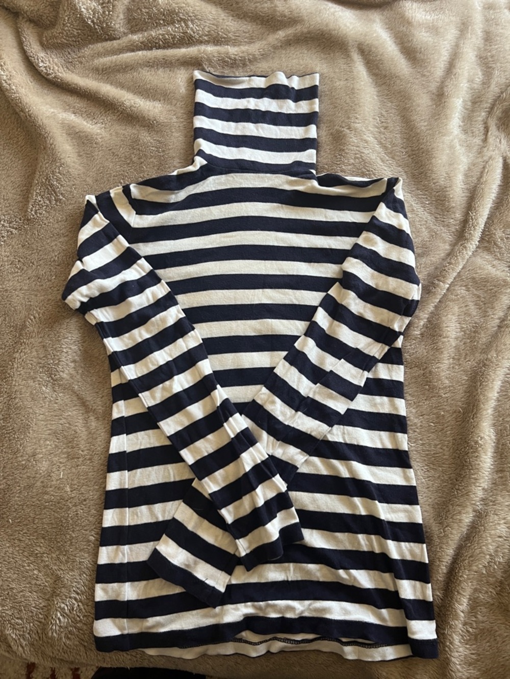 GAP Navy and White Striped Long-Sleeve Turtleneck